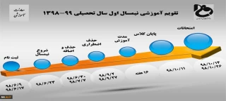 تقویم آموزشی نیمسال اول سال تحصیلی 99-1398